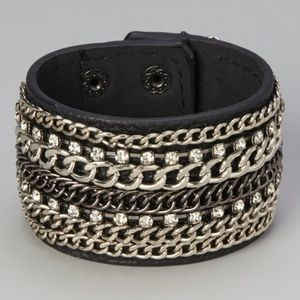 Black Leather Snap Bracelet